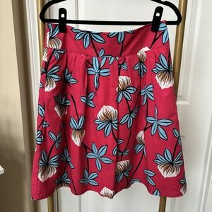 Ann Taylor Factory Pink Floral Pleated A-Line Skirt - Size 4 EUC